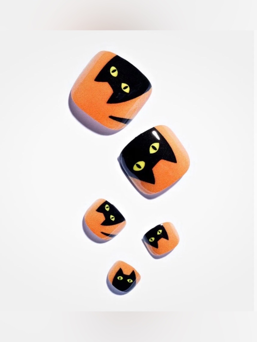 GLAMERMAID 24 Ct. Press On Toe Nails *Orange/Black Cat*